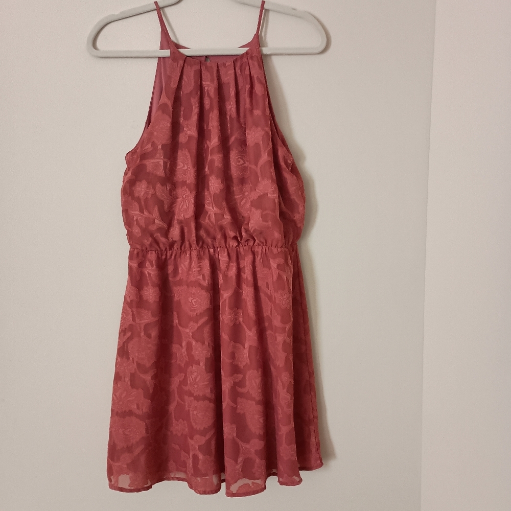 Blue Rain Lace Dark Blush Pink Wedding Formal Event Lace Halter Sundress Medium